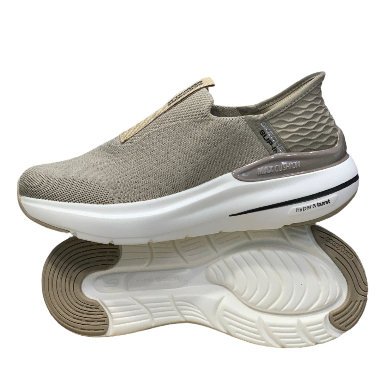 SKECHERS MAX CUSHION SLIP ON KHAKI